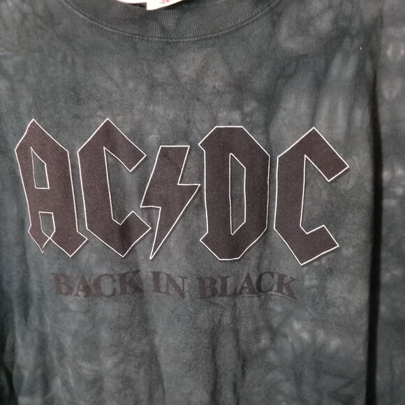 Vintage Liquid Blue AC DC Back In Black Tie Dye T Shirt 2X Cotton Rock Band Tee - Picture 3 of 13